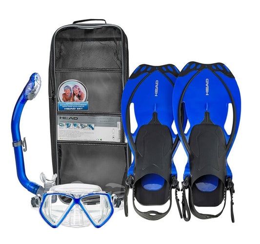 HEAD Pirate Junior Premium Youth Mask Fin Snorkel Set with Travel Bag