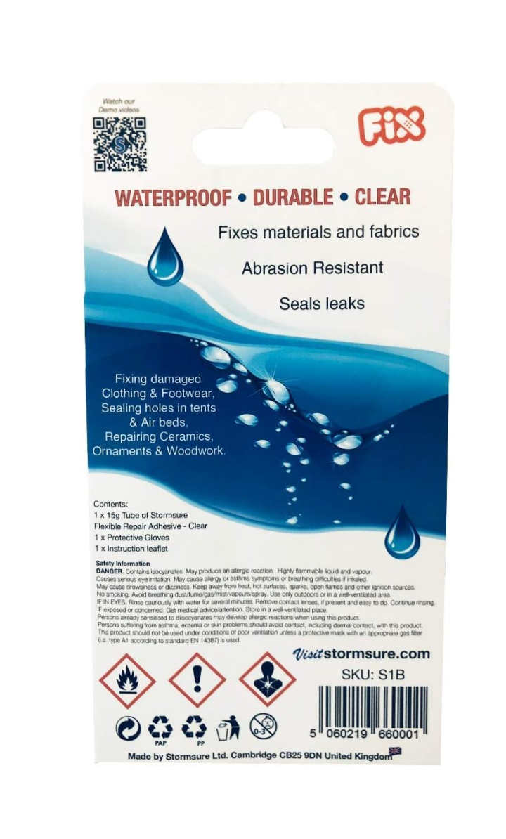 Stormsure Clear Flexible Repair Adhesive Glue for Shoes, Wetsuit, & More