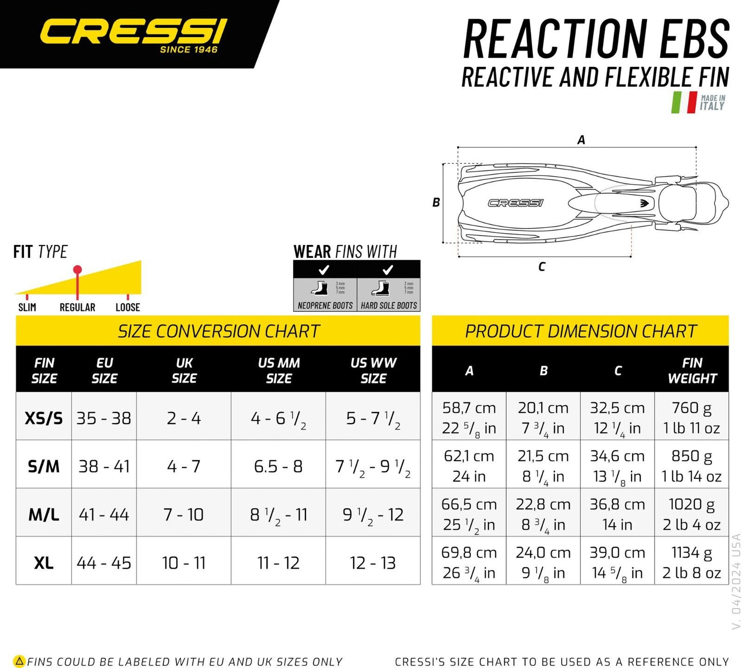 Cressi Reaction Ebs Fins