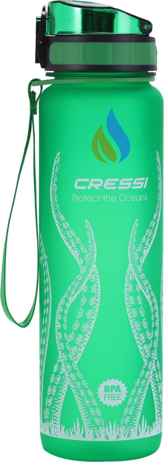 Cressi H2O Frosted 1L Practical Tritan Bottle, BPA-Free, Fits Cup Holders