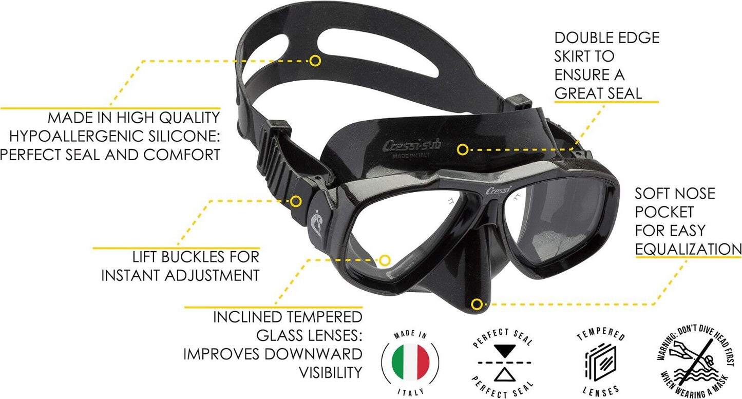 Cressi Mask  for Scuba Diving, Snorkeling & pearfishing | Focus: Made in Italy