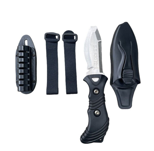 Trident 3-Inch Stainless Steel BCD Dive Knife with Blunt Tip & Hose Mount Sheath