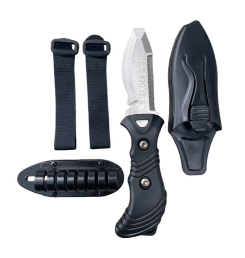 Trident 3-Inch Stainless Steel BCD Dive Knife with Blunt Tip & Hose Mount Sheath