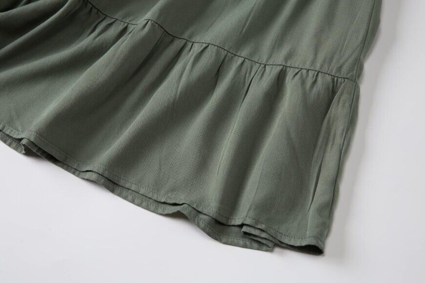 Tronjori: Womens A Line Long Lightweight Tencel Tiered Skirt