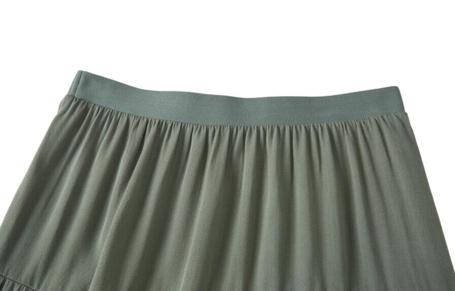 Tronjori: Womens A Line Long Lightweight Tencel Tiered Skirt