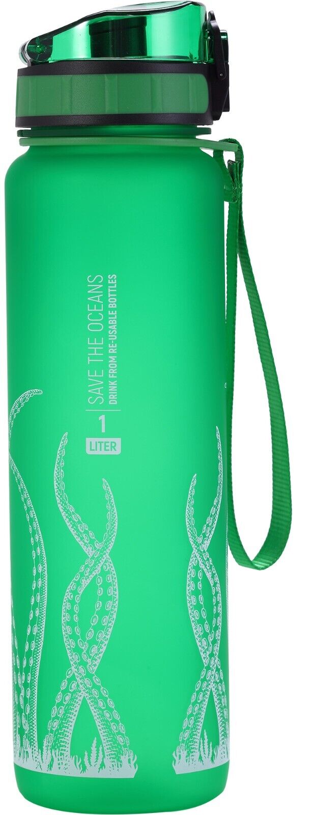Cressi H2O Frosted 1L Bottle Tritan, BPA-Free & Click Open Cap