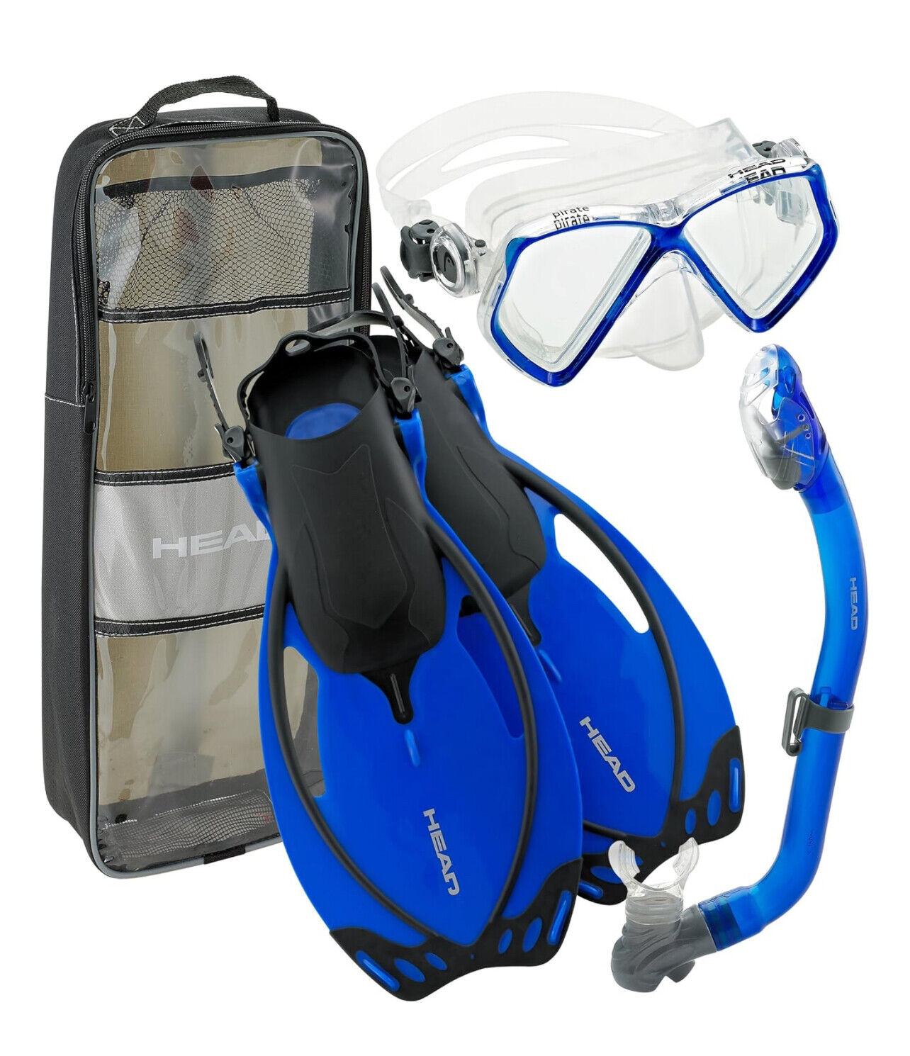 HEAD Pirate Junior Premium Youth Mask Fin Snorkel Set with Travel Bag