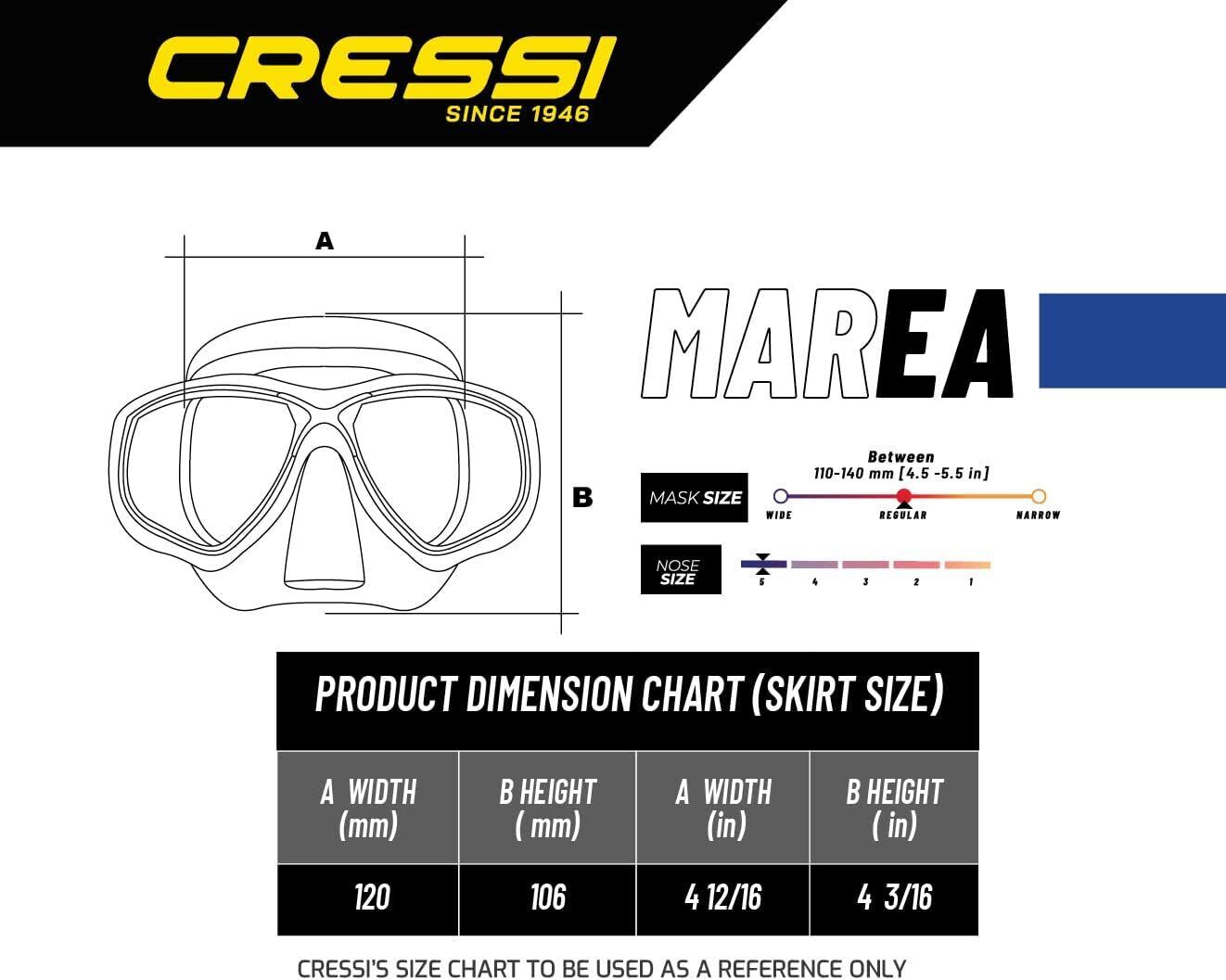 Cressi Marea Scuba Diving & Snorkeling Mask - Anti-Fog, Wide Field of View