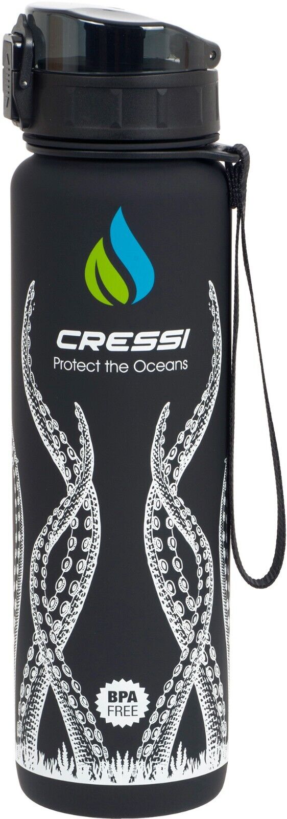 Cressi H2O Frosted 1L Practical Tritan Bottle, BPA-Free, Fits Cup Holders