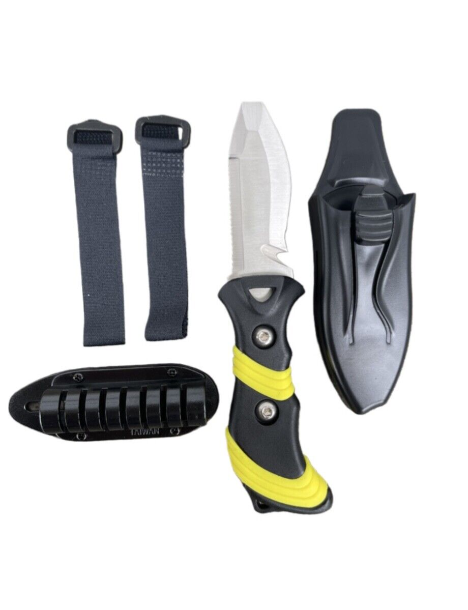 Trident 3-Inch Stainless Steel BCD Dive Knife with Blunt Tip & Hose Mount Sheath