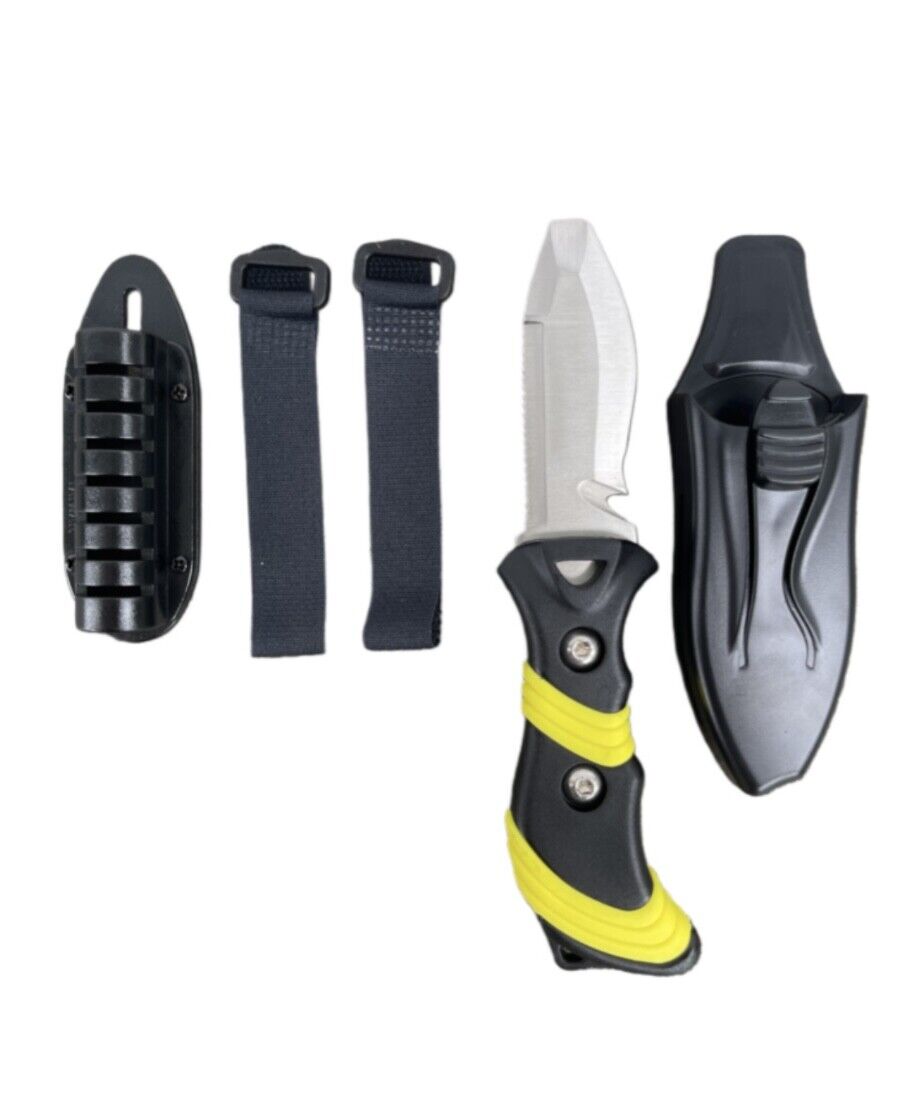 Trident 3-Inch Stainless Steel BCD Dive Knife with Blunt Tip & Hose Mount Sheath
