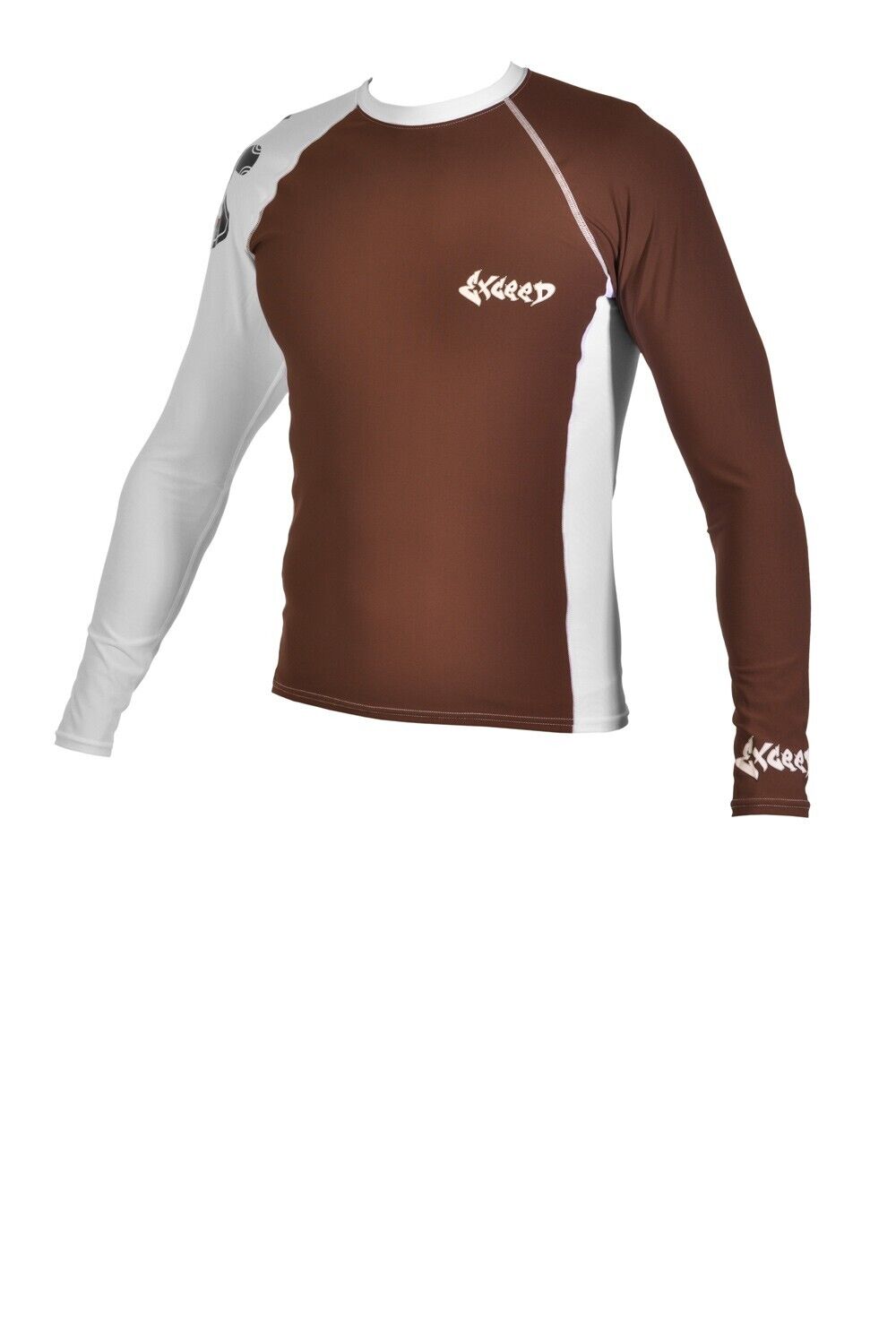 Exceed Long Sleeve Lycra Rash Guard with UV Protection - Brown/White