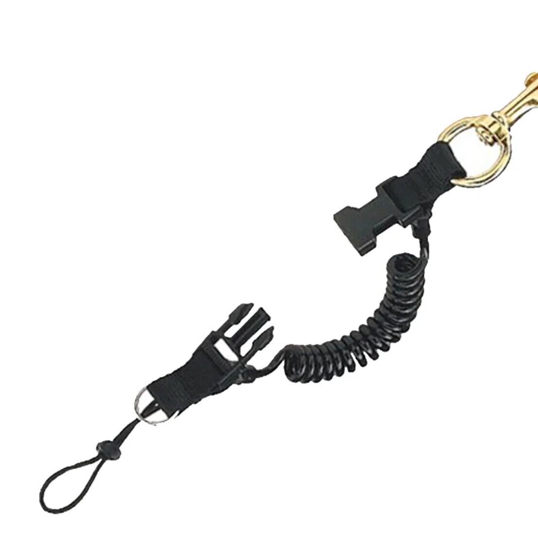 Innovative Scuba Coiled Lanyard with Brass Clip and Quick-Release