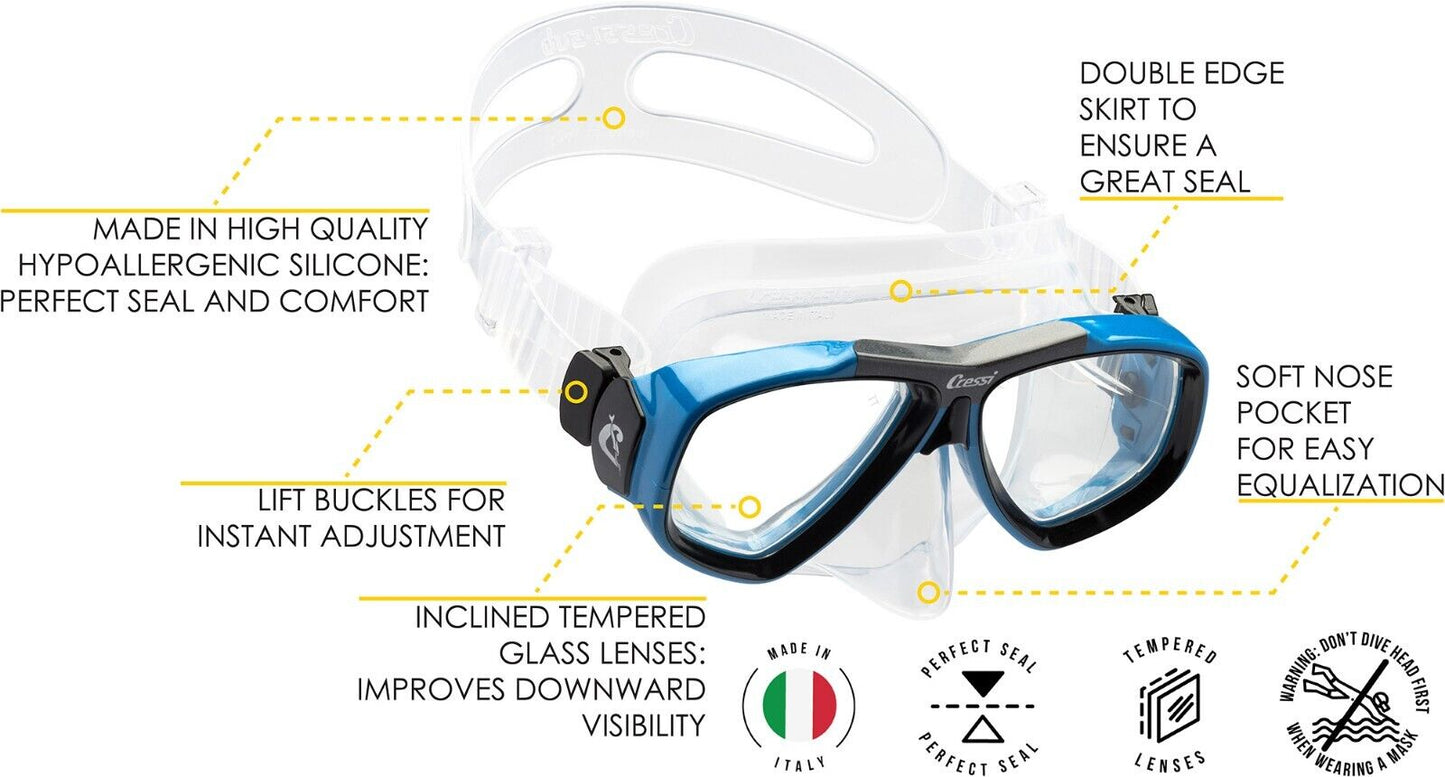 Cressi Mask  for Scuba Diving, Snorkeling & pearfishing | Focus: Made in Italy